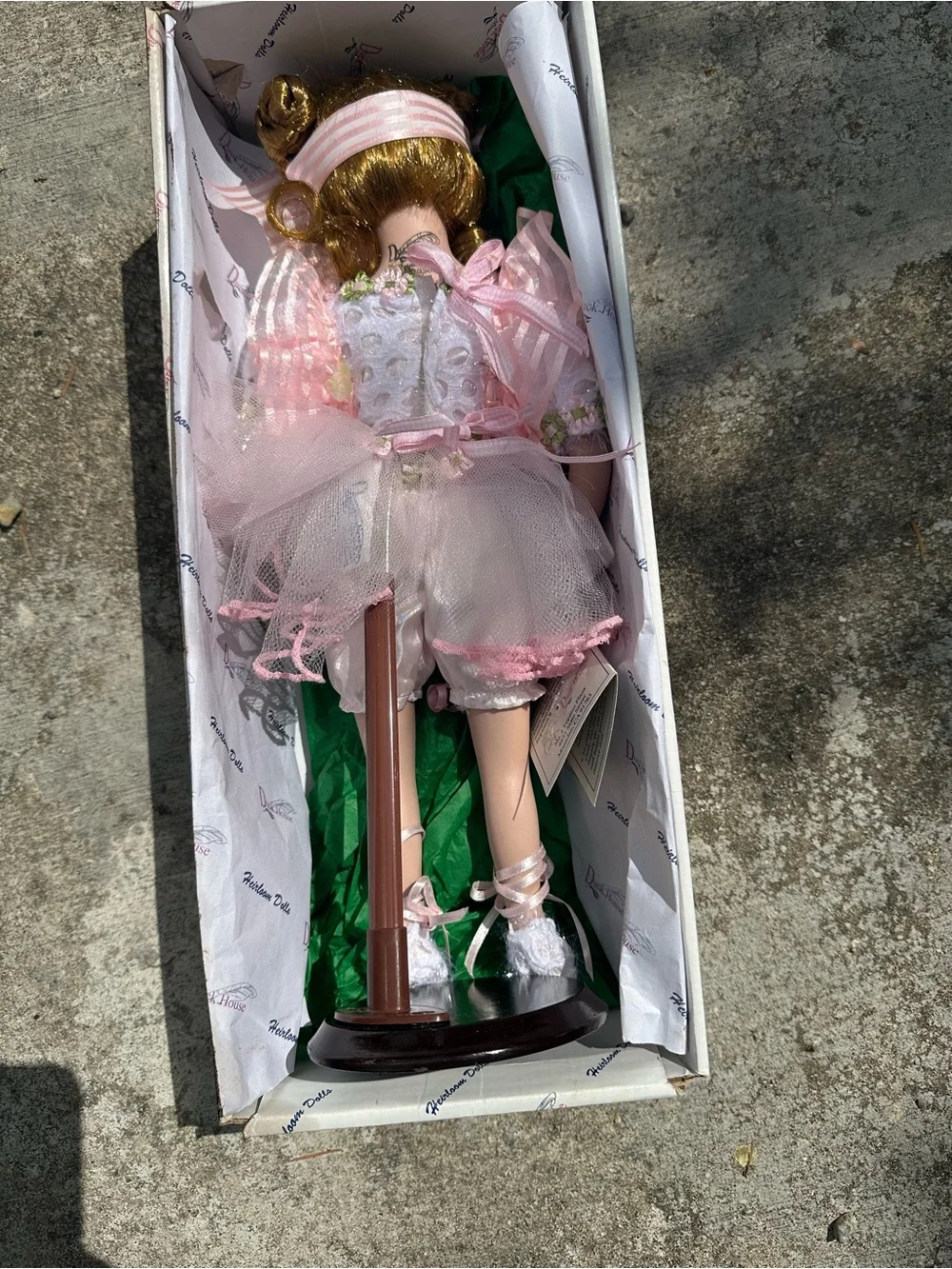 Porcelain Pink Ballerina Doll with Tulle Dress Dool